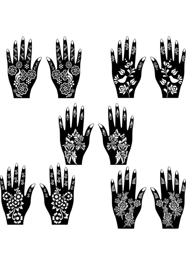 Mandala Combo Mehndi Stencils Sticker For Festive And Party Occasions - Indya