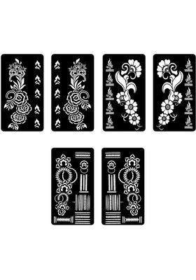 Elegant Combo Mehndi Stencil Sticker Set Featuring Leafy Floral Designs