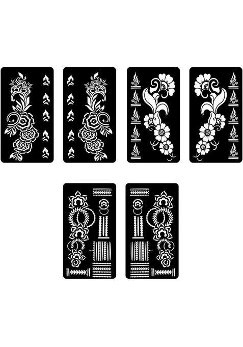 Elegant Combo Mehndi Stencil Sticker Set Featuring Leafy Floral Designs