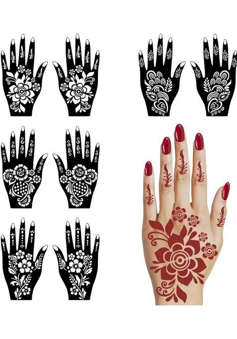Elegant Combo Mehndi Stencil Sticker With Pretty Flowers For Girls And Women