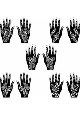 Classic Henna Mehndi Stencil Sticker Combo For Stylish Hand & Finger