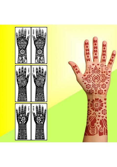 Full Hand Henna Stencil Combo With Detailed Patterns For Bride