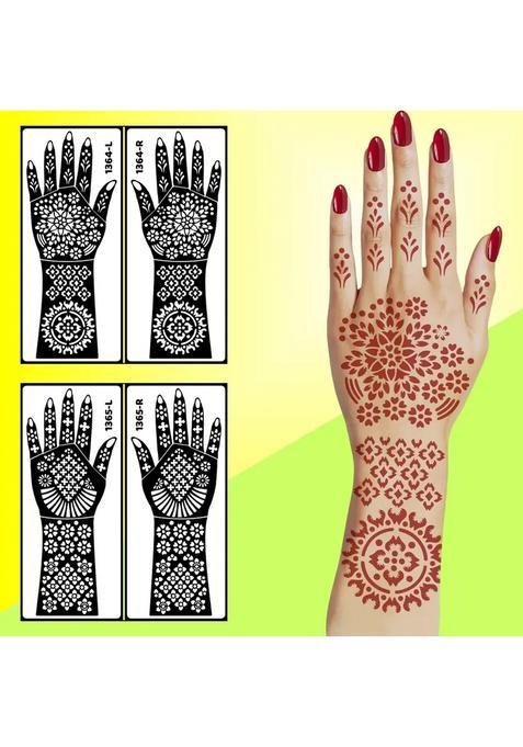 Full Hand Design Bridal Stencil Mehndi Sticker Combo With Flower Design