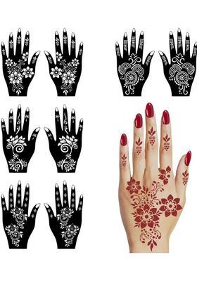 Trendy Combo Mehndi Stencil Sticker For Hand And Finger With Artistic Henna