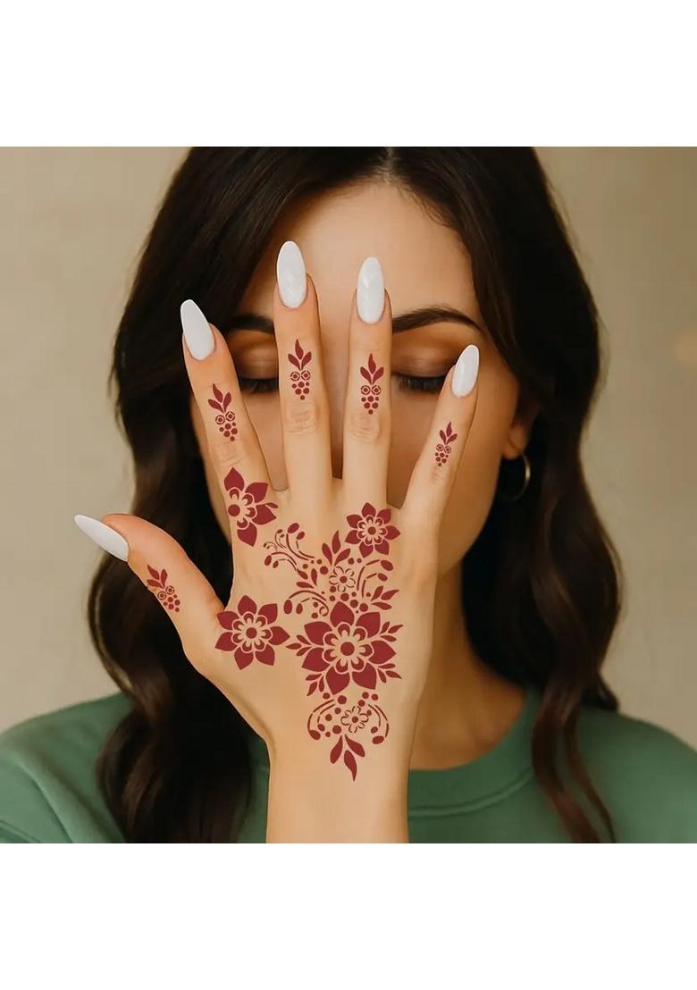 Trendy Combo Mehndi Stencil Sticker For Hand And Finger With Artistic Henna - Indya