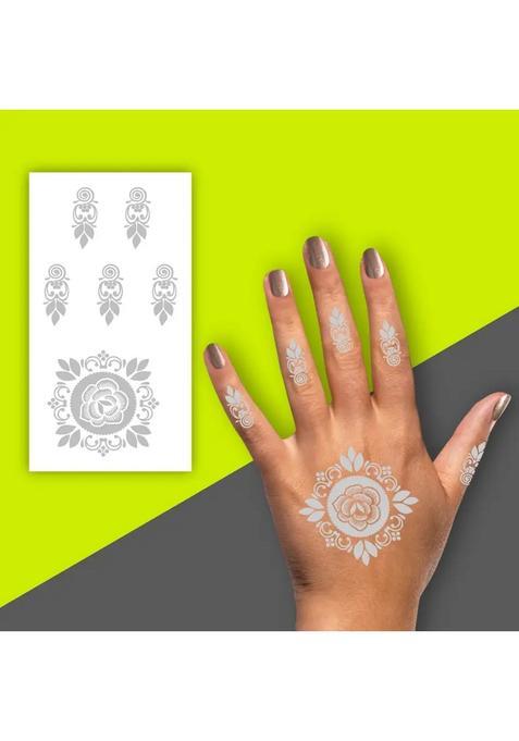 Rich Silver Tone Floral Vine & Leaf Loop Mehndi For Beautiful Hands