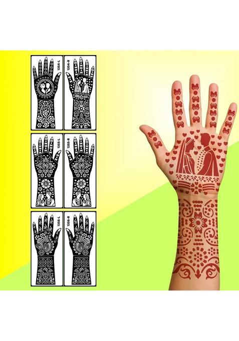 Elegant Floral Motif Henna Stencil Sticker Set For Bride