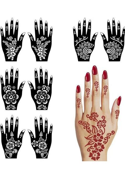 Bridal Combo Mehndi Stencil Sticker For Hand And Finger With Modern Henna