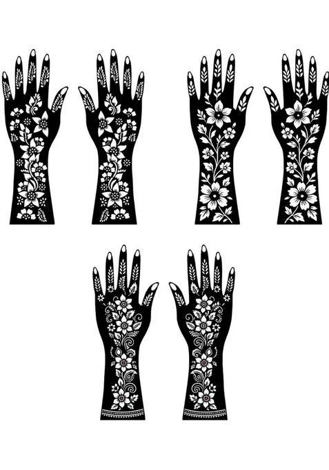 Creative Combo Mehndi Stencil Sticker With Flowers For Easy Use During Party