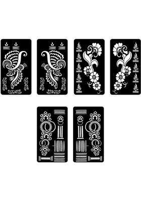 Mix Floral Combo Mehndi Stencil Sticker With Trendy Designs For Women