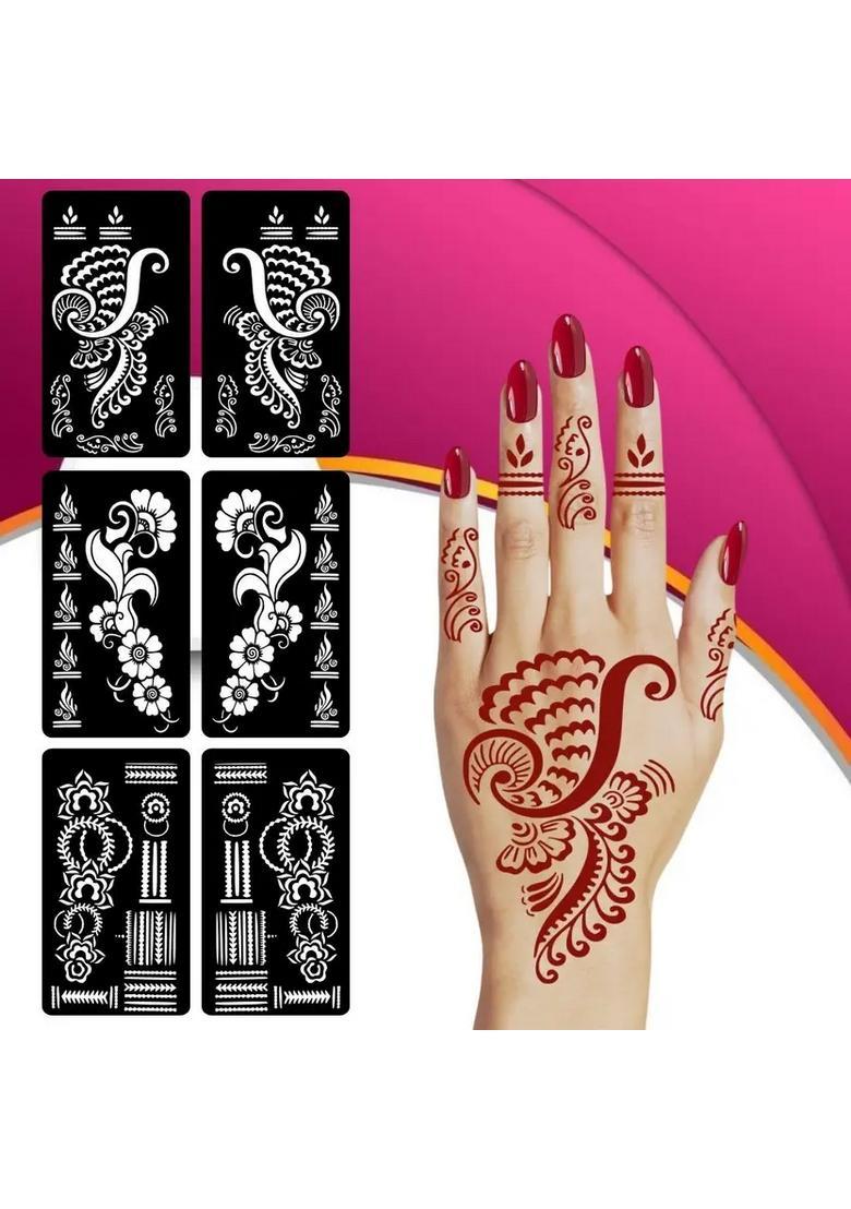 Mix Floral Combo Mehndi Stencil Sticker With Trendy Designs For Women