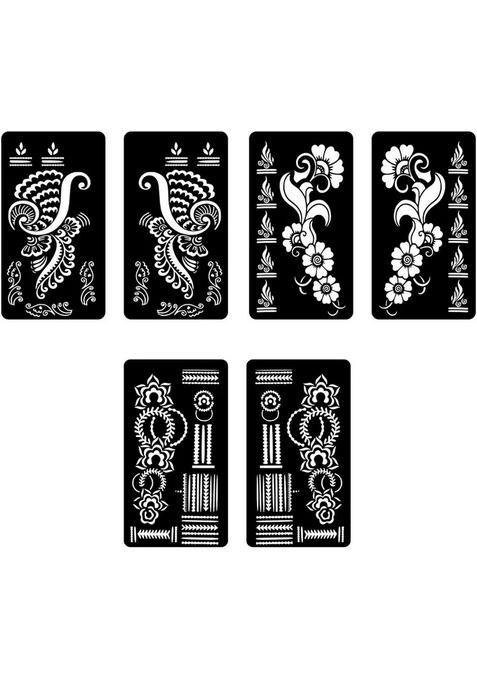 Mix Floral Combo Mehndi Stencil Sticker With Trendy Designs For Women'S