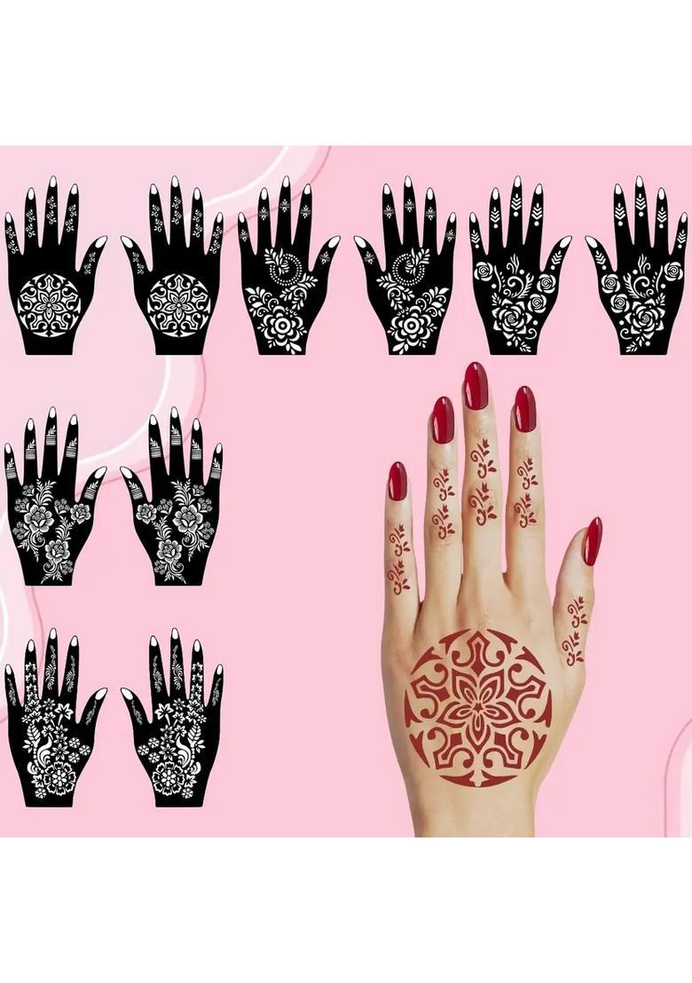 Artistic Design Mehndi Stencil Stickers Combo For Weddings, & Celebrations - Indya