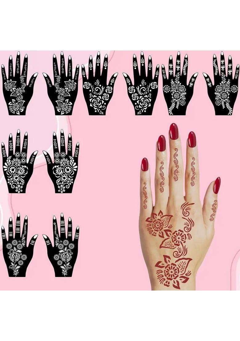 Stylish Mehndi Stencil Sticker Combo Design For Both Hand - Indya