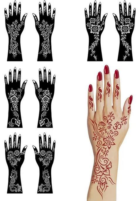 Elegant Flower And Leaf Stencil Sticker For Girls And Women'S Hand