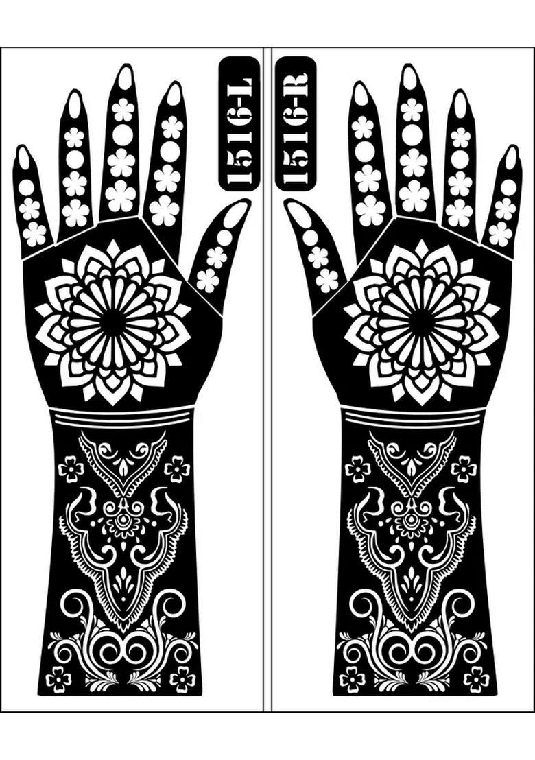 Traditional Henna Mehndi Stencil Sticker With Beautiful Design For Hand & Finger - Indya