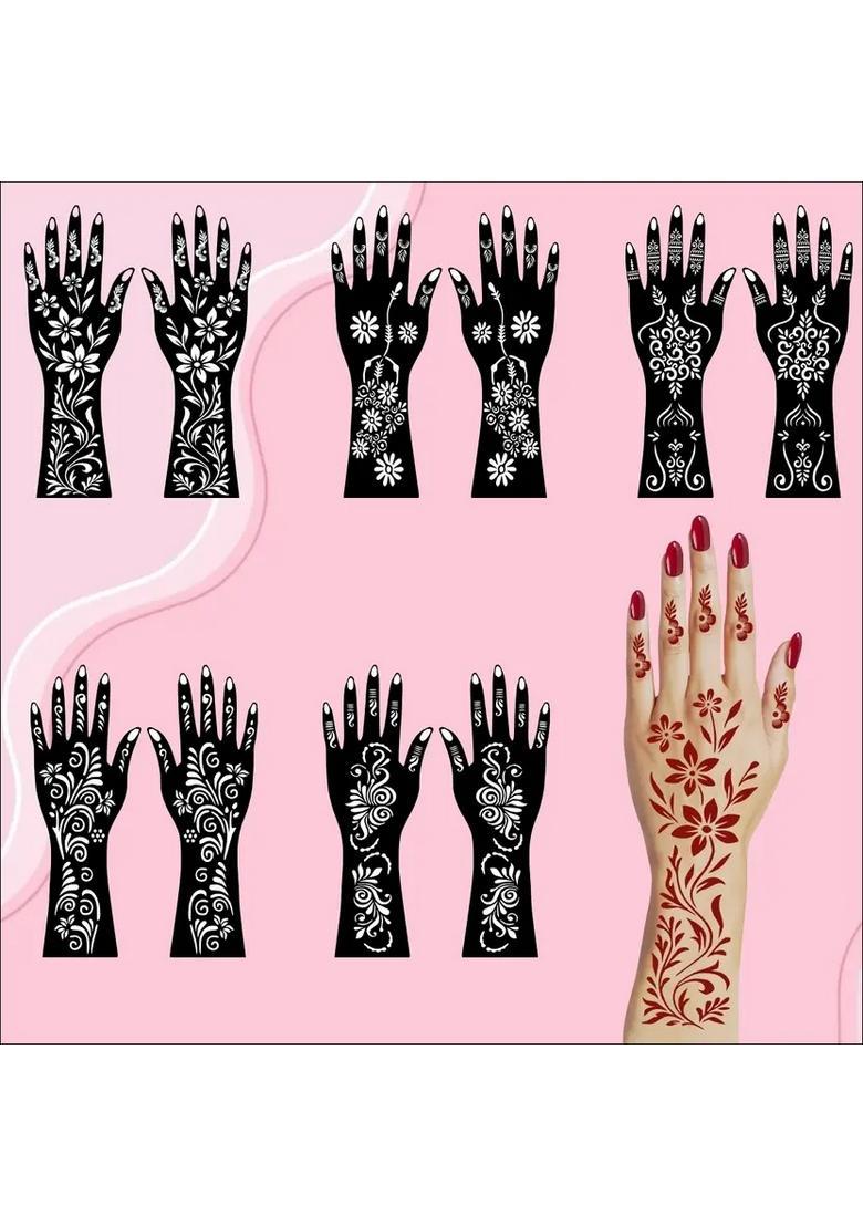 Beautiful & Elegant Combo Mehndi Stencil Sticker For Both Hand Designs - Indya