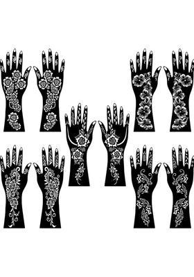 Front Palm Combo Mehndi Stencil Sticker For Finger & Thumb Design