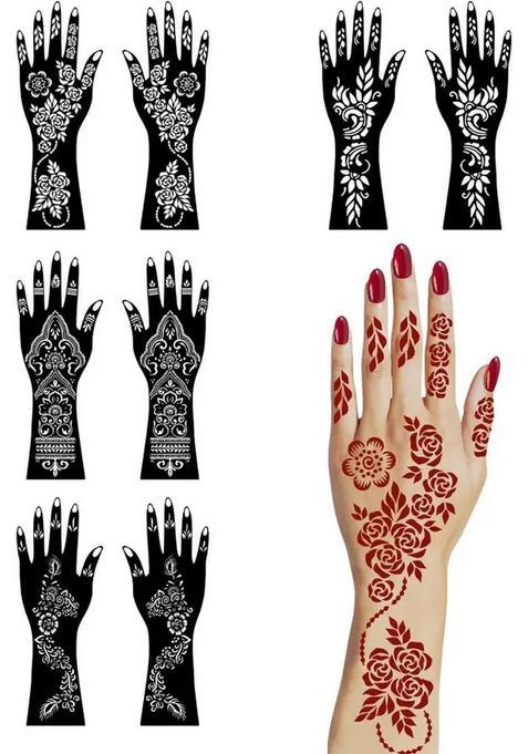 Creative Flower And Leaves Stencil Sticker For Traditional Designs