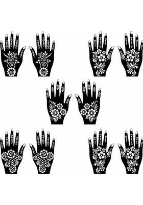 Multi-Use Mehndi Stencil Sticker Combo For Front & Back Hand