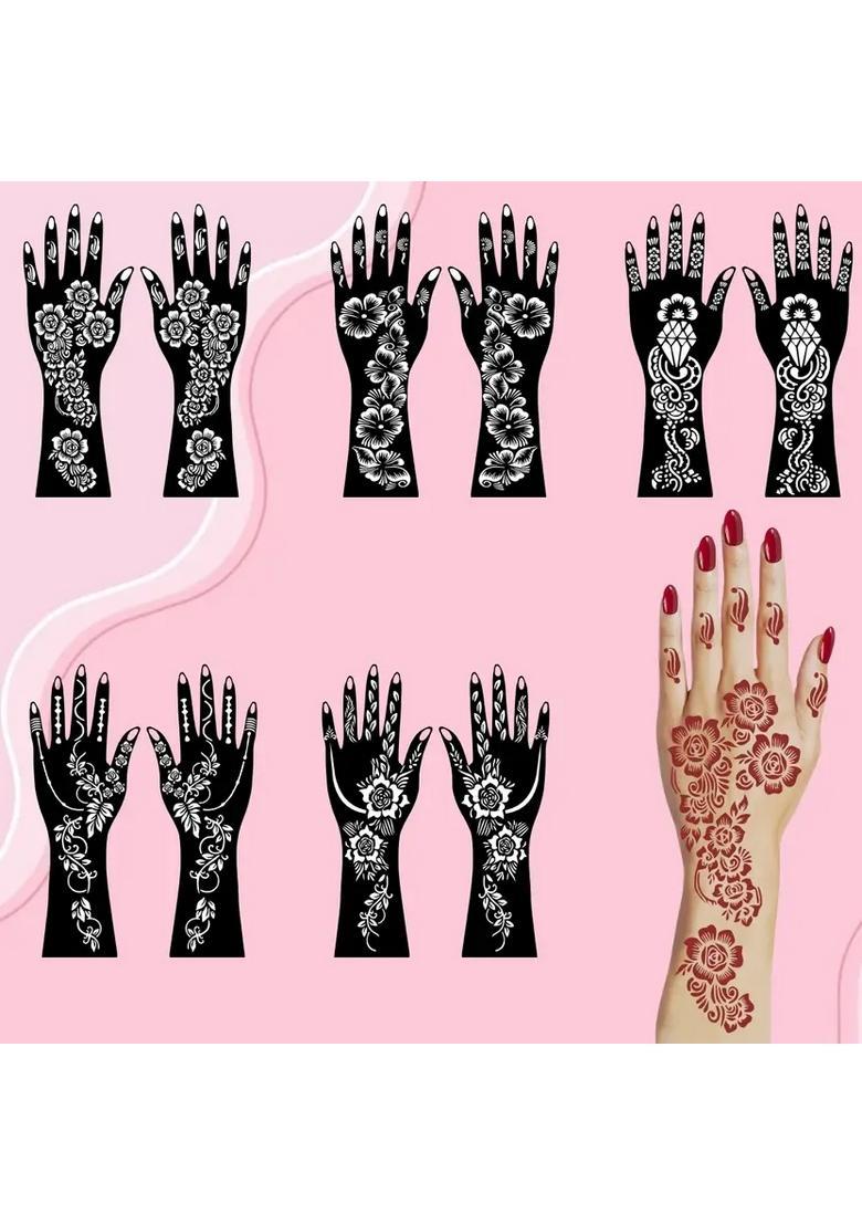 Complete Combo Mehndi Stencil Sticker For Both Hands, Festival & Events - Indya
