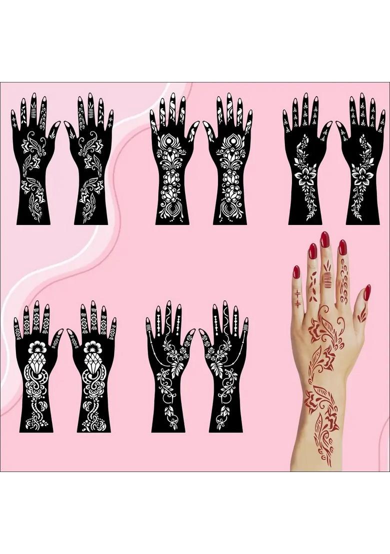 Quick Apply Combo Mehndi Stencil Sticker Design For Both Hands - Indya