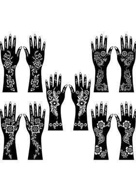 Combo Mehndi Stencil Stickers With Finger & Palm Patterns For All Occasion