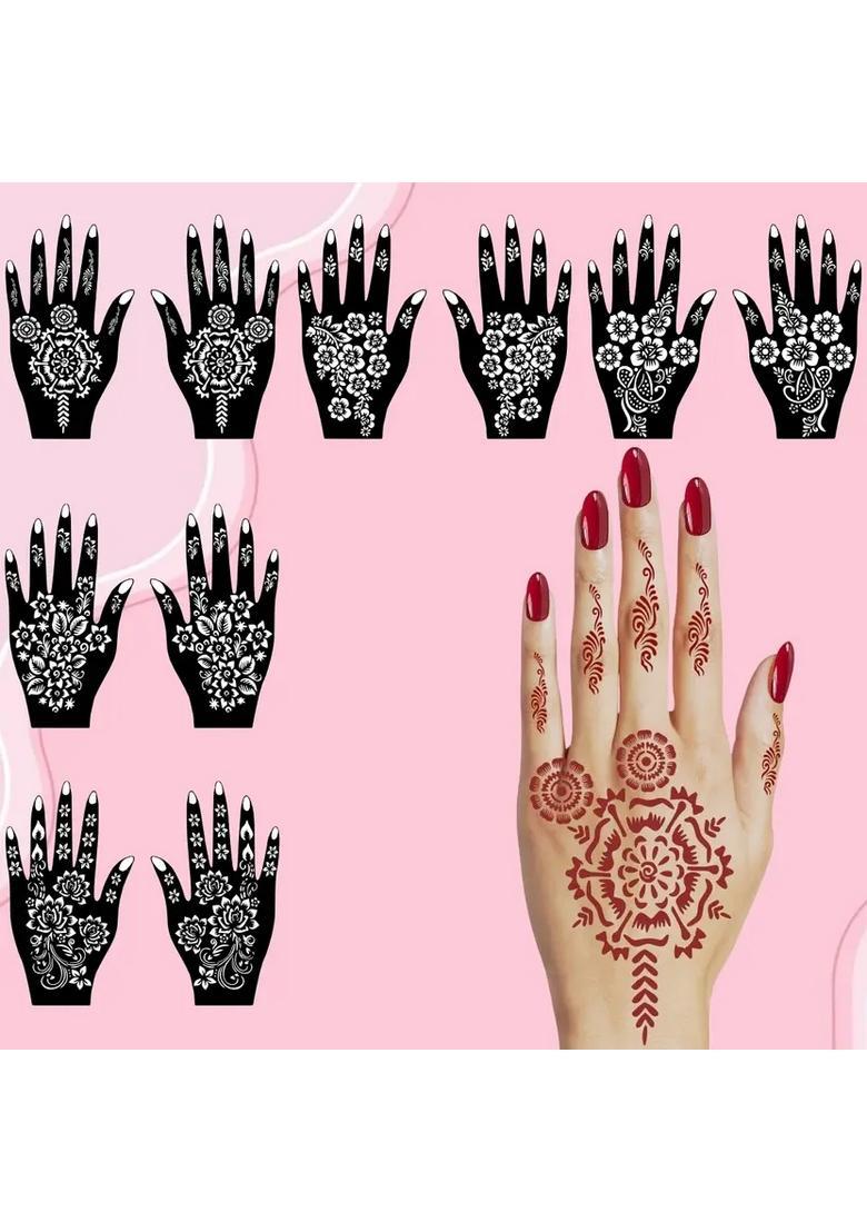Combo Mehndi Stencil Sticker Set For Unique & Attractive Hand Designs - Indya
