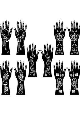 Combo Mehndi Stencil Sticker Set For Hand, Thumb, Palm & Wrist