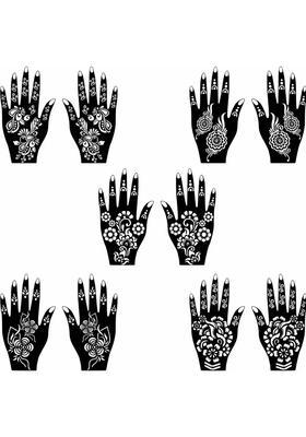 Instant Use Mehndi Stencil Sticker Combo For Hands, Arms, & Palm Decoration