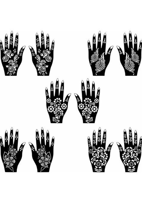 Instant Use Mehndi Stencil Sticker Combo For Hands, Arms, & Palm Decoration