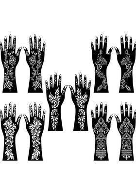 Simple & Beautiful Combo Mehndi Stencil Sticker For Both Hands Usage