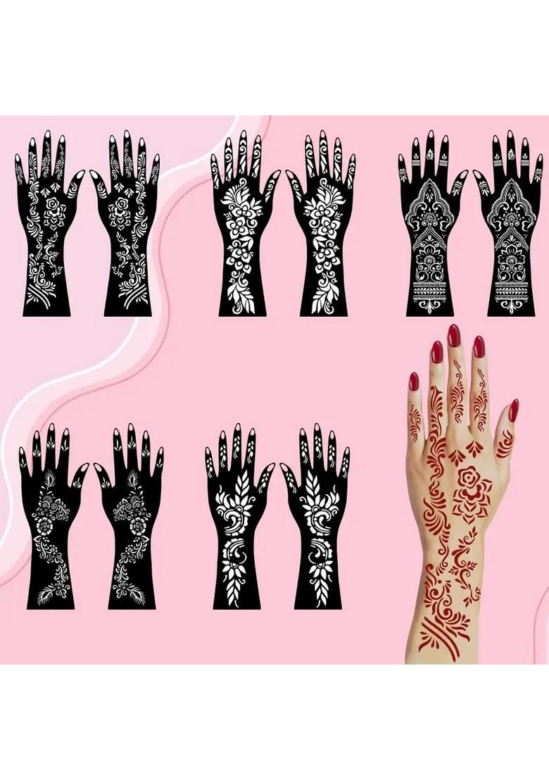 Simple & Beautiful Combo Mehndi Stencil Sticker For Both Hands Usage - Indya