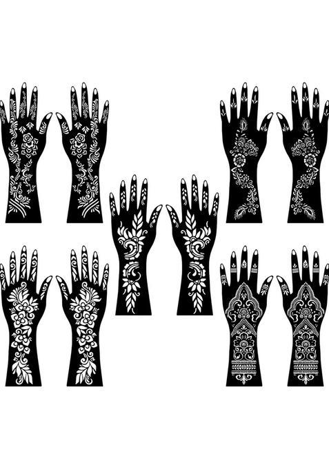 Simple & Beautiful Combo Mehndi Stencil Sticker For Both Hands Usage