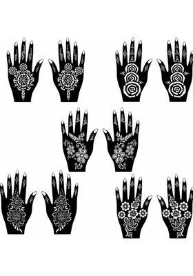 Beautiful Henna Combo Mehndi Stencil Sticker Pack For Both Hands