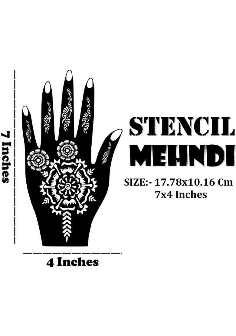 Beautiful Henna Combo Mehndi Stencil Sticker Pack For Both Hands - Indya