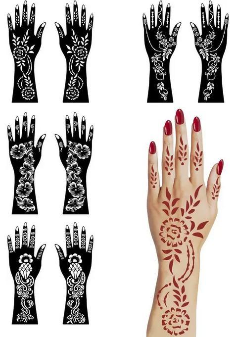 Quick Apply Flower And Leaf Art Stencil Sticker For Wedding Functions