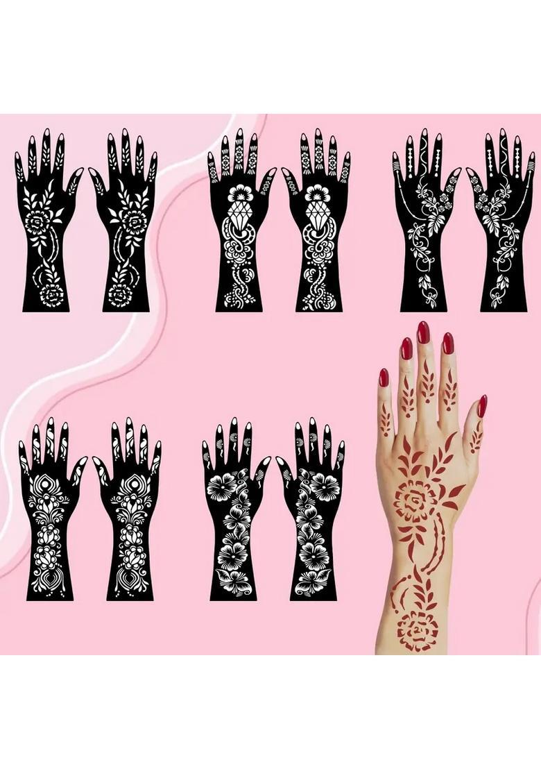 Festive Mehndi Stencil Combo Sticker With Beautiful Hand For Event & Festival - Indya