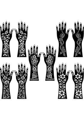 Full Hand Combo Mehndi Stencil Sticker For Finger, Palm & Wrist