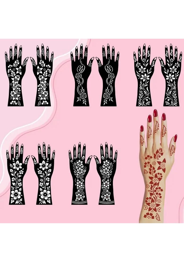 Full Hand Combo Mehndi Stencil Sticker For Finger, Palm & Wrist - Indya