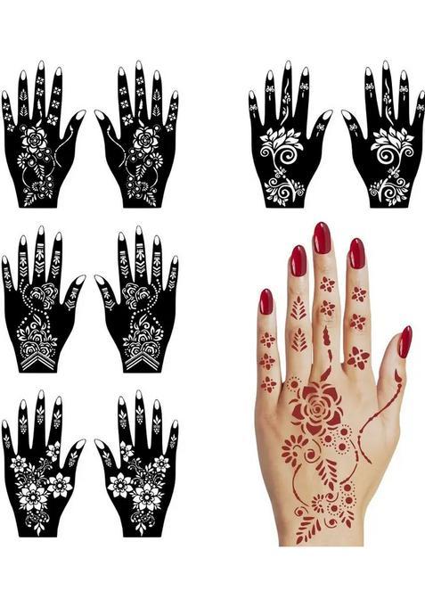 Gorgeous Flower Henna Patters And Leaf Stencil Sticker For Hand