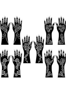 Assorted Mehndi Stencil Combo Stickers For Hand And Palm Designs