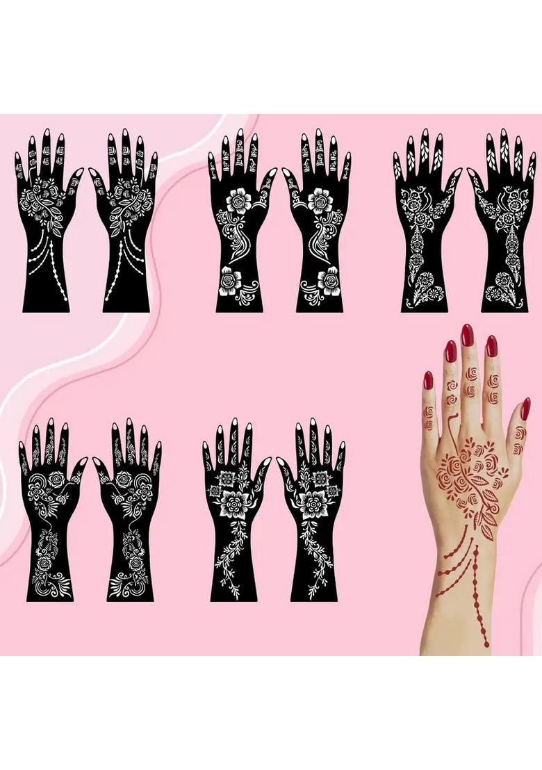 Assorted Mehndi Stencil Combo Stickers For Hand And Palm Designs - Indya