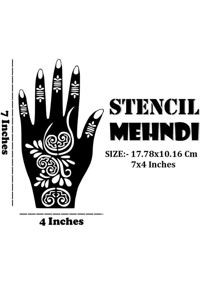 Artistic Combo Of Mehndi Stencil Stickers For Back, Front Hand, & Finger Designs - Indya