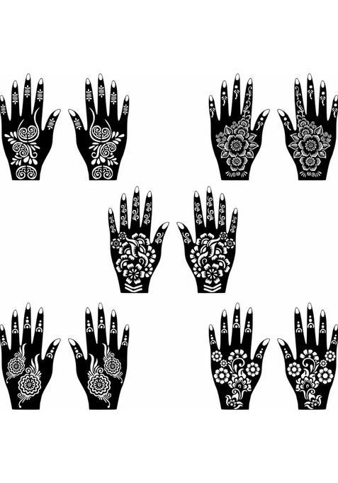 Artistic Combo Of Mehndi Stencil Stickers For Back, Front Hand, & Finger Designs