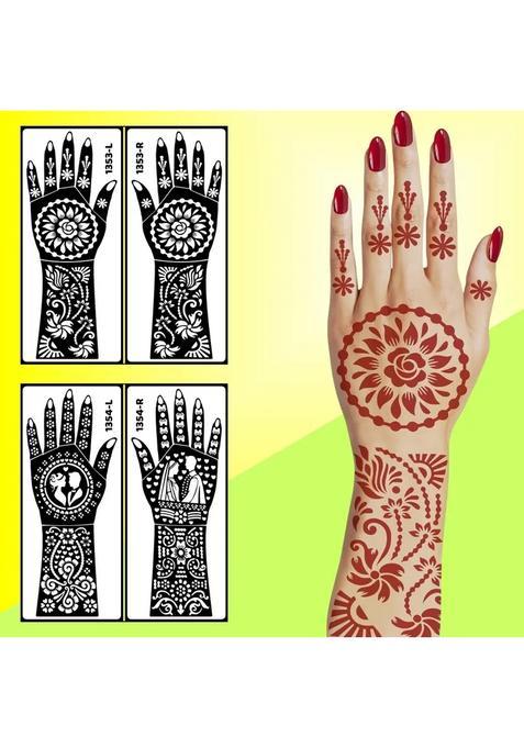 Bridal Design Both Hand & Fingers Stencil Mehndi Sticker Combo