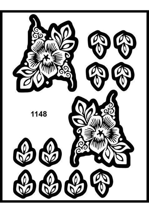 Minimalist Henna Stencil Sticker For Floral Hand Art Lovers
