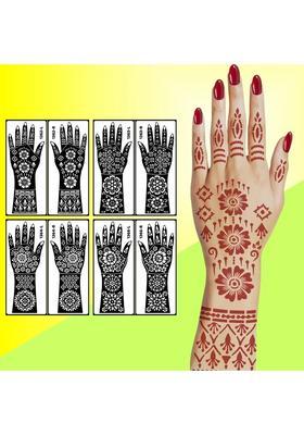 Beautiful Round Flower Pattern Mehndi Stencil Sticker Combo For Full Hand Beauty