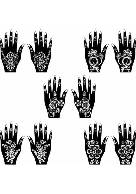 Hand And Foot Mehndi Stencil Combo Stickers With Stylish Design
