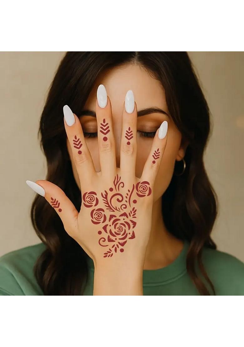 Four Packs Of Combo Beautiful Flower And Leaf Pattern Stencil Sticker - Indya